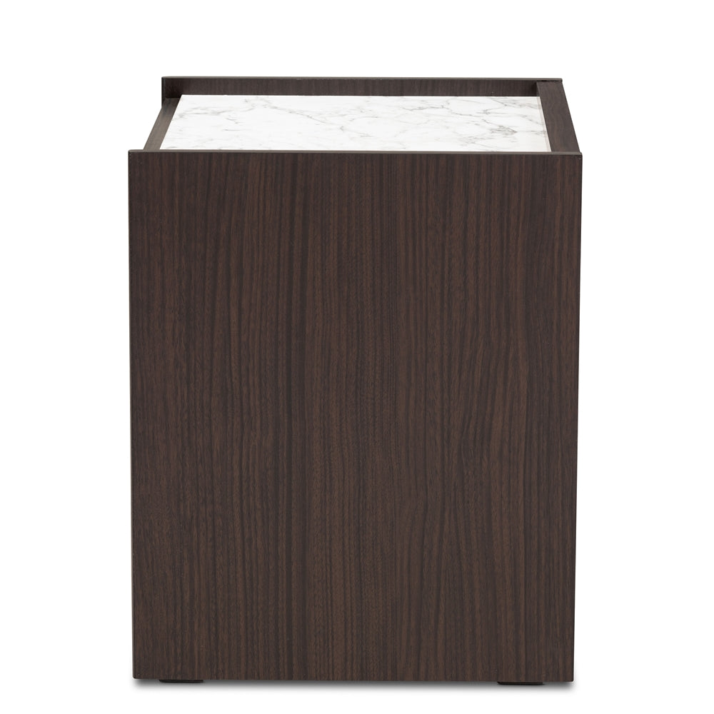 BRYER STUDIO BEANIE MODERN DARK BROWN WOOD NIGHTSTAND / BEDSIDE TABLE