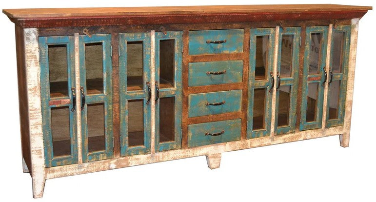 Reclaimed Buffet Table With 4 Drawers And 8 Cabinet Doors