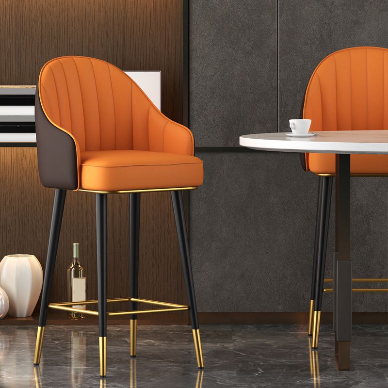 Abra Faux leather Bar Stool with steel Legs Set of 2 Stools