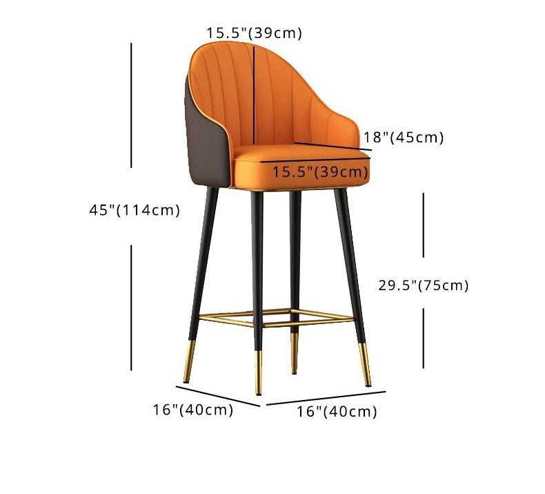 Abra Faux leather Bar Stool with steel Legs Set of 2 Stools