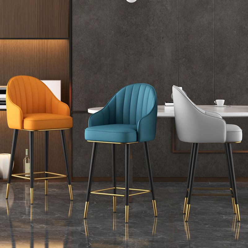 Abra Faux leather Bar Stool with steel Legs Set of 2 Stools