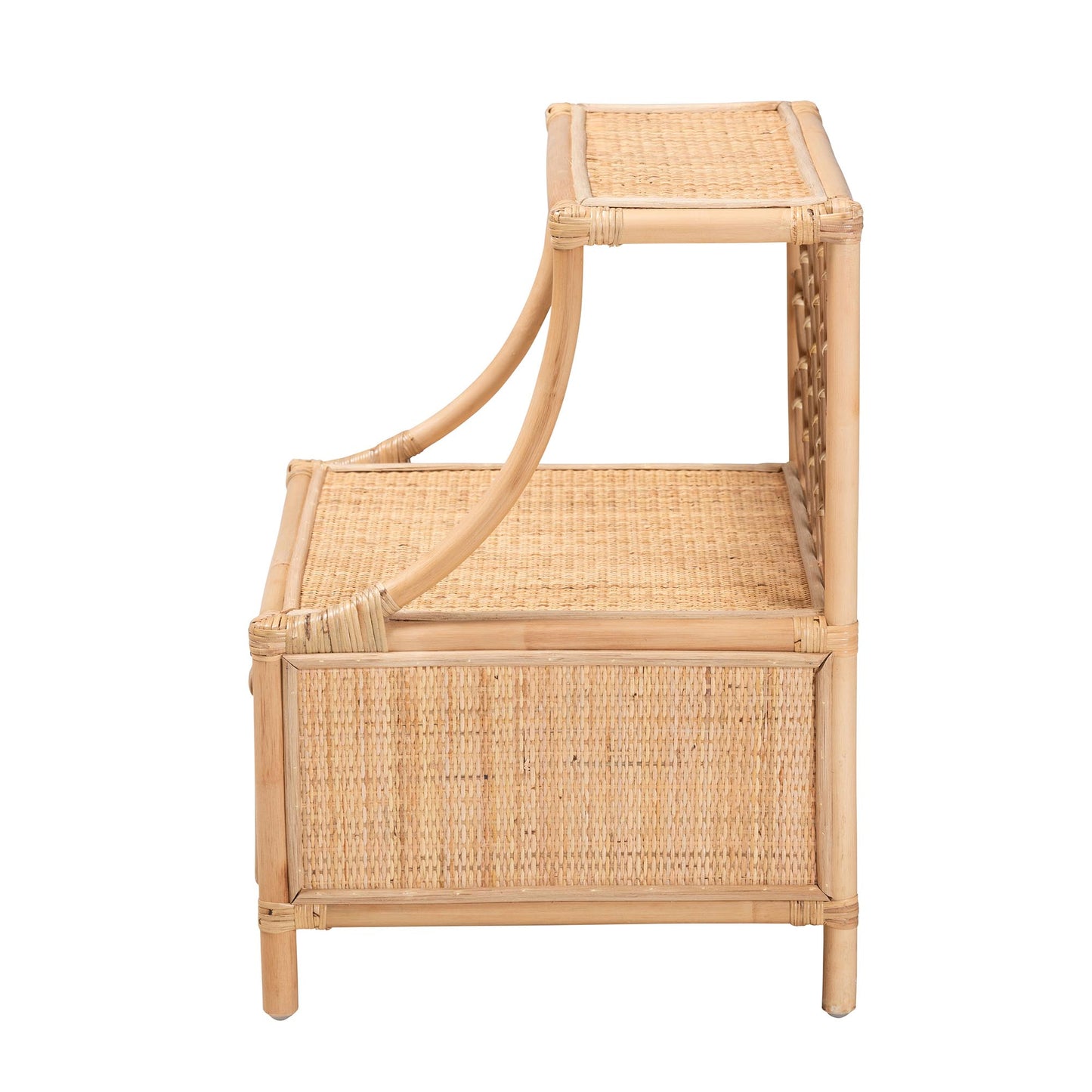 CALVIN & BAY CESAR BOHEMIAN NATURAL BROWN RATTAN 1-DRAWER NIGHTSTAND/ BEDSIDE TABLE