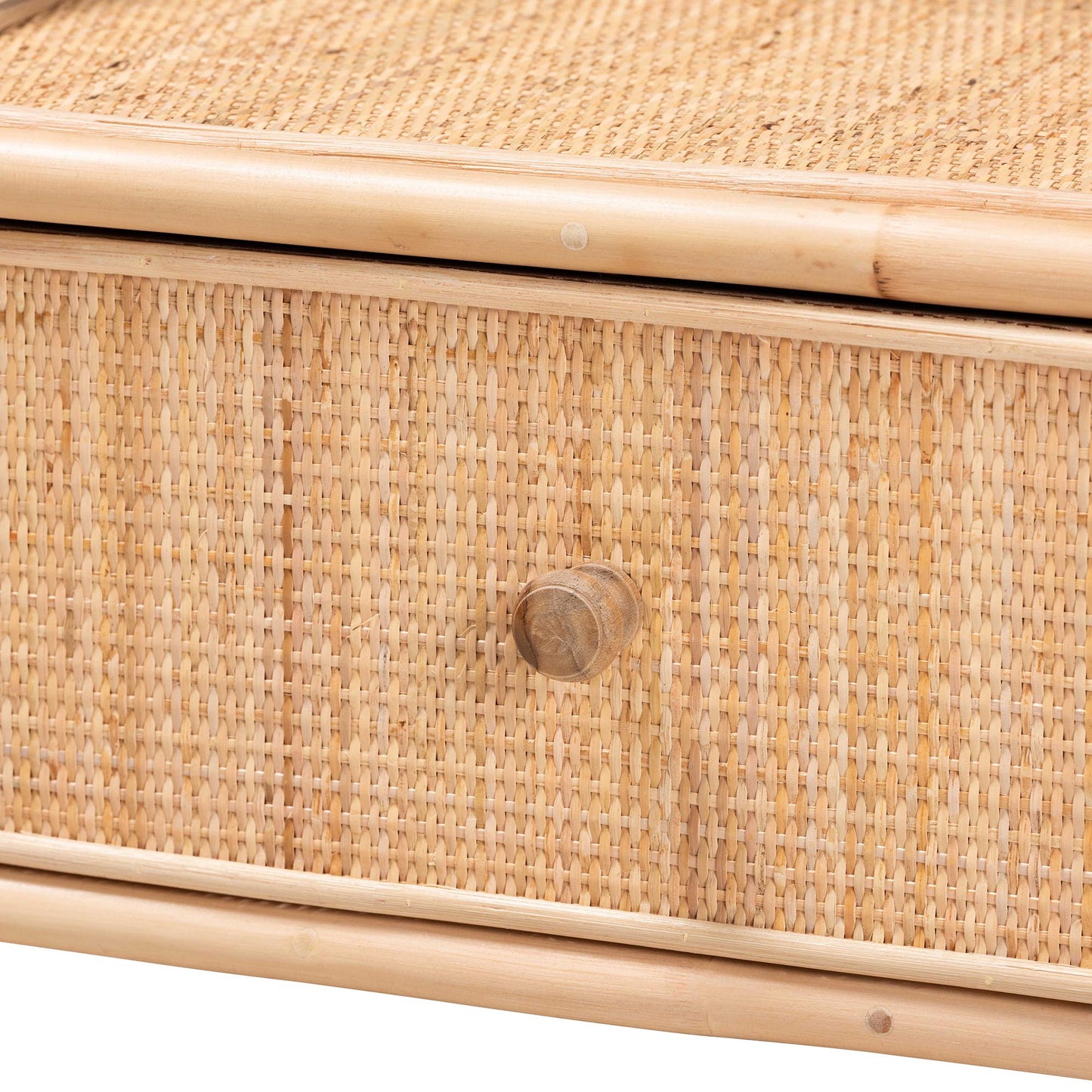CALVIN & BAY CESAR BOHEMIAN NATURAL BROWN RATTAN 1-DRAWER NIGHTSTAND/ BEDSIDE TABLE