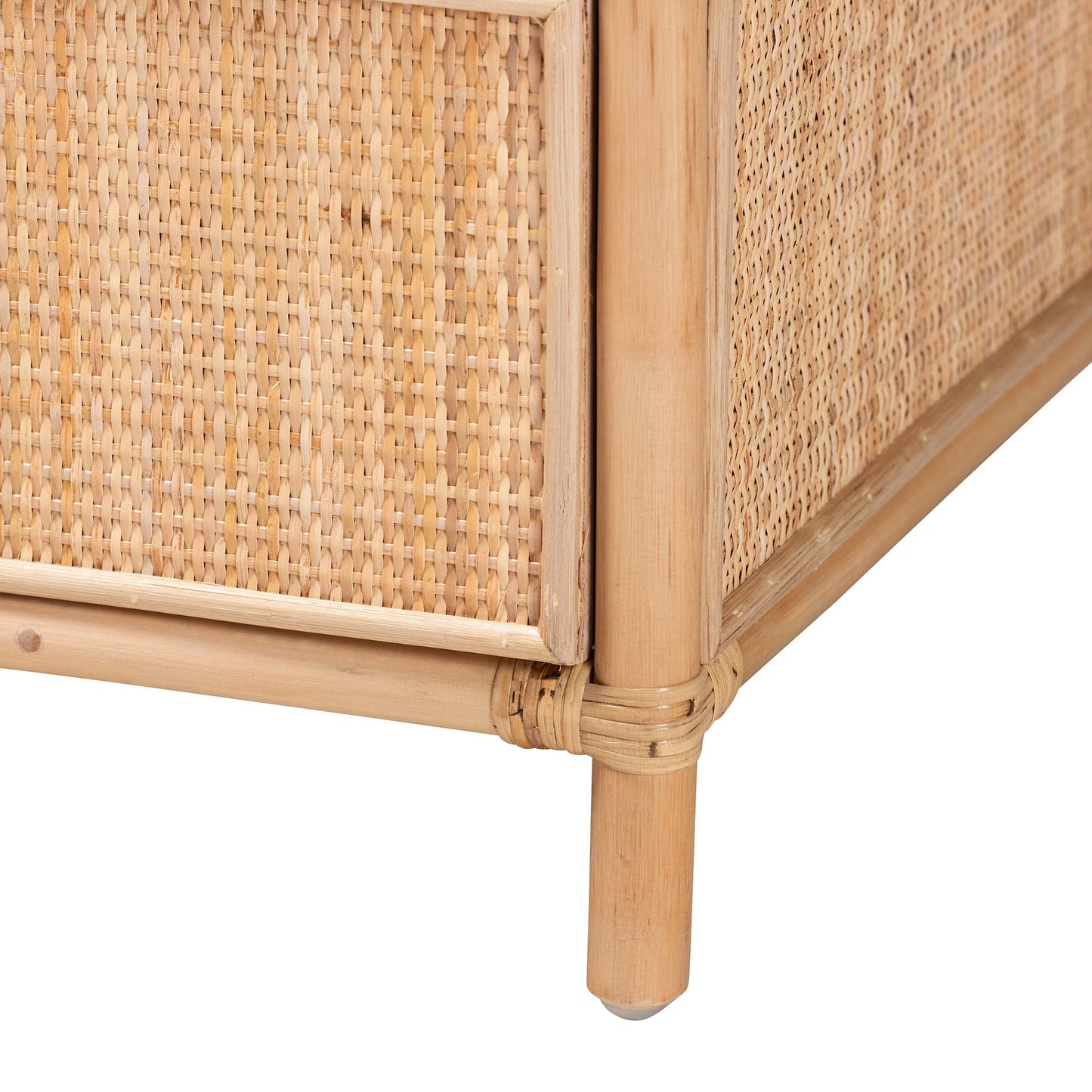 CALVIN & BAY CESAR BOHEMIAN NATURAL BROWN RATTAN 1-DRAWER NIGHTSTAND/ BEDSIDE TABLE