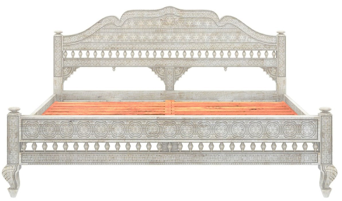 Khalifa Hand Carved Indian Solid Wooden Bed
