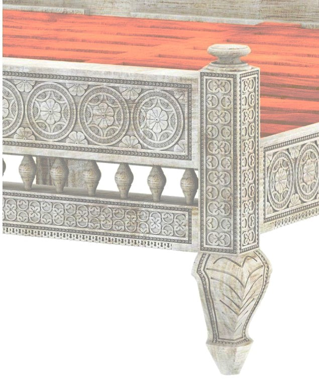Khalifa Hand Carved Indian Solid Wooden Bed