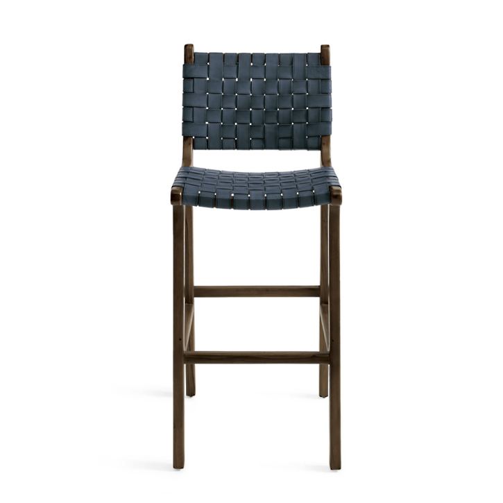 Juego de 2 taburetes de bar/mostrador de madera maciza con respaldo bajo Aeterna