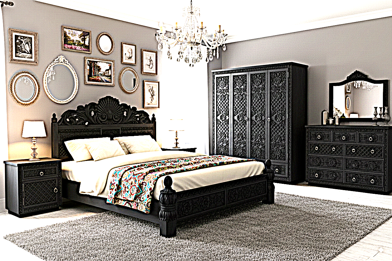 Juffair Hand Carved Solid Wood Bed
