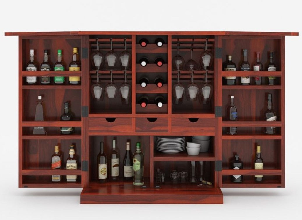 Empire Solid Wooden Rustic expandable Bar Cabinet - Indoor / Outdoor