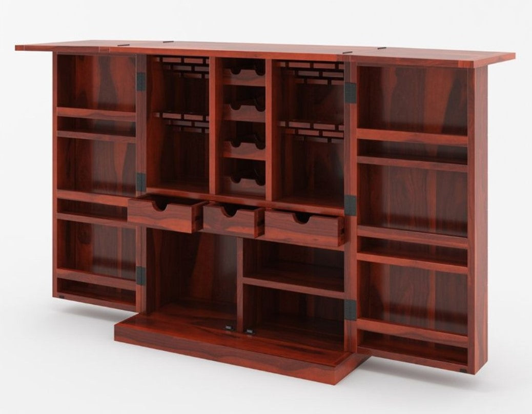 Empire Solid Wooden Rustic expandable Bar Cabinet - Indoor / Outdoor