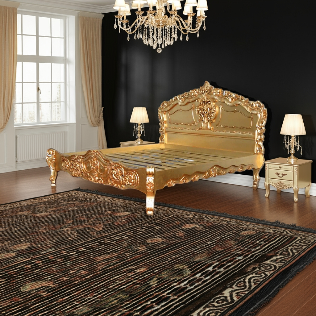 Royal Gold Leaf Hand Carved Bed