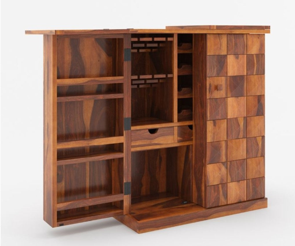 Empire Solid Wooden Rustic expandable Bar Cabinet - Indoor / Outdoor