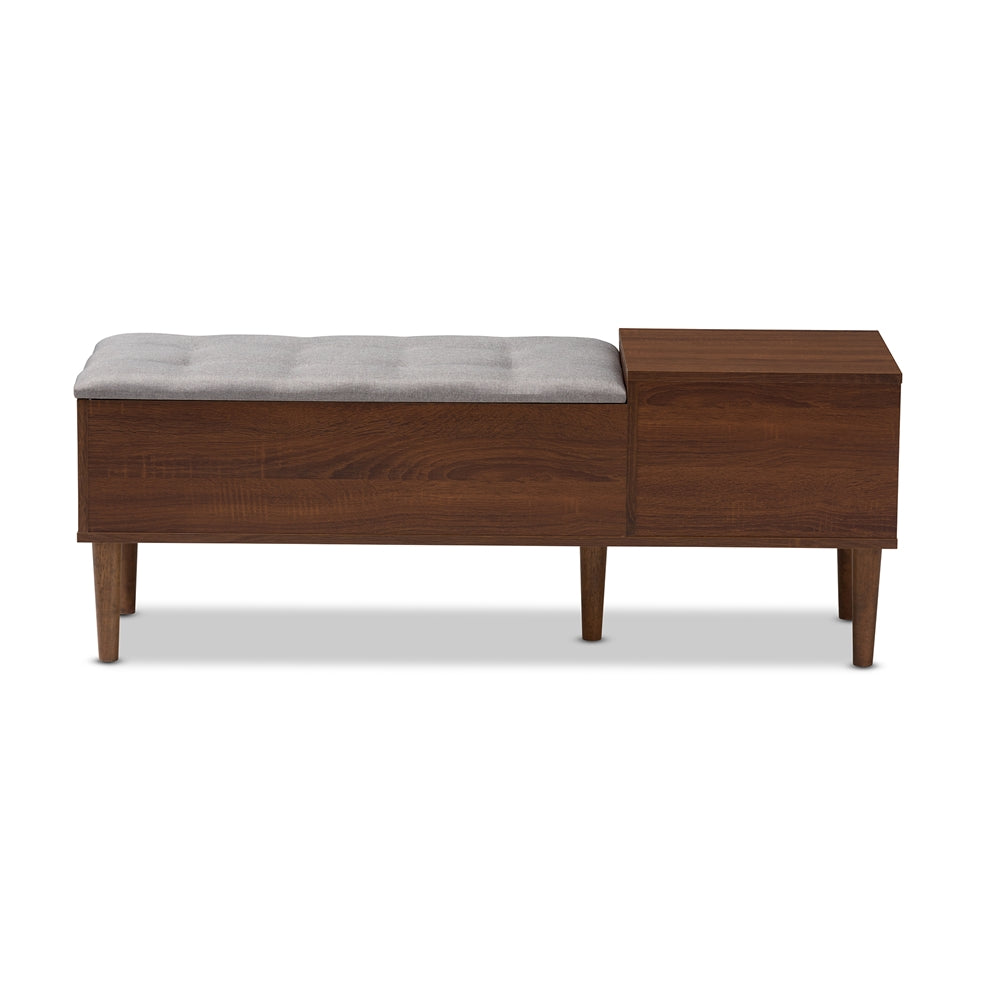 Alice Mid-Century Solid Wooden 1-Drawer Entryway Storage Bench