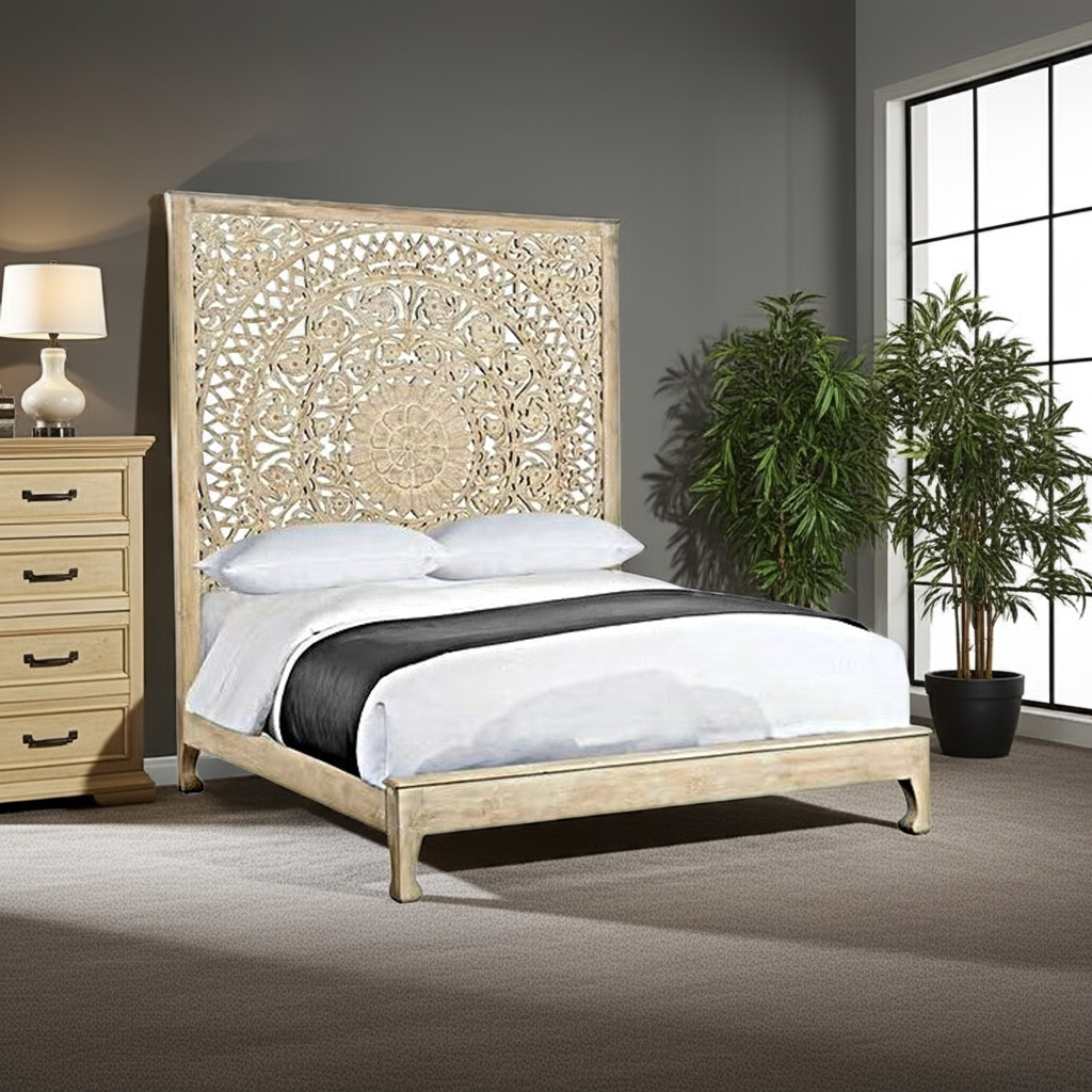 Alamid Hand carved Indian Bed