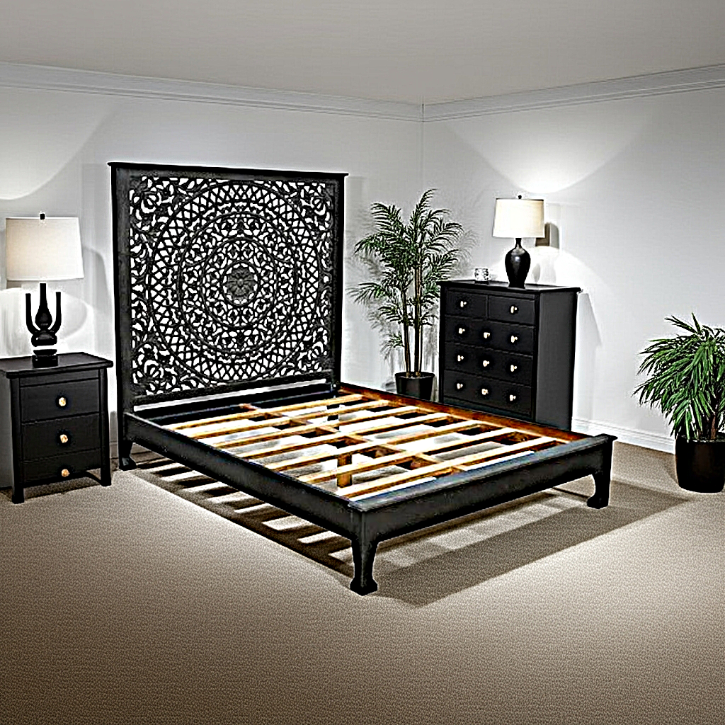 Alamid Hand carved Indian Bed