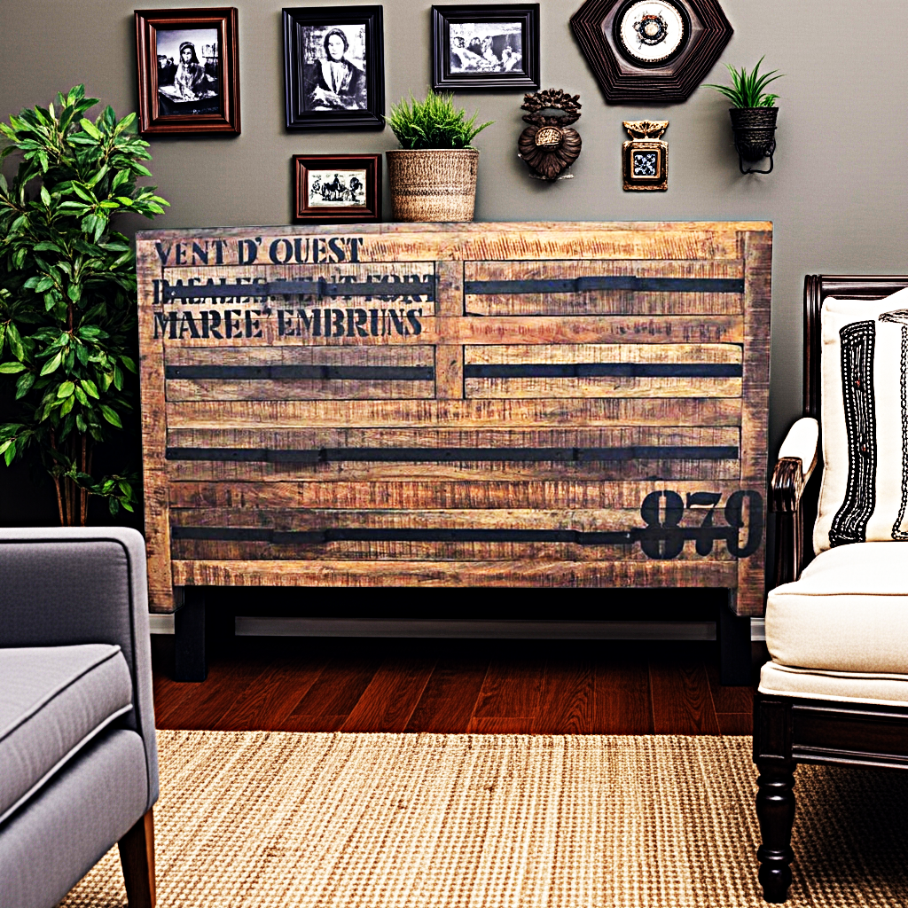 Earth Wood Industrial Chest of Drawers