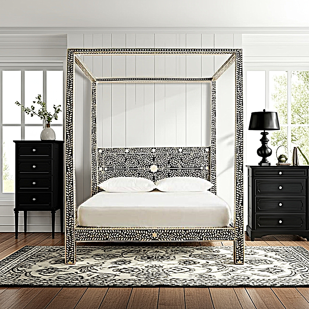 Fontana Bone Inlay 4 Post Bed