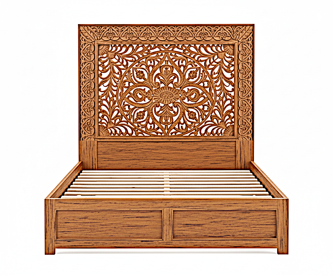 Shah Hand carved Solid Wooden Platform Bedframe / Bedroom Set