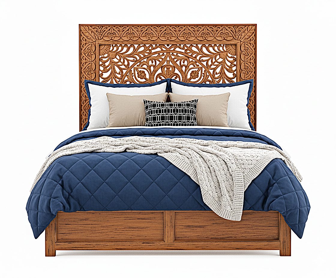 Shah Hand carved Solid Wooden Platform Bedframe / Bedroom Set
