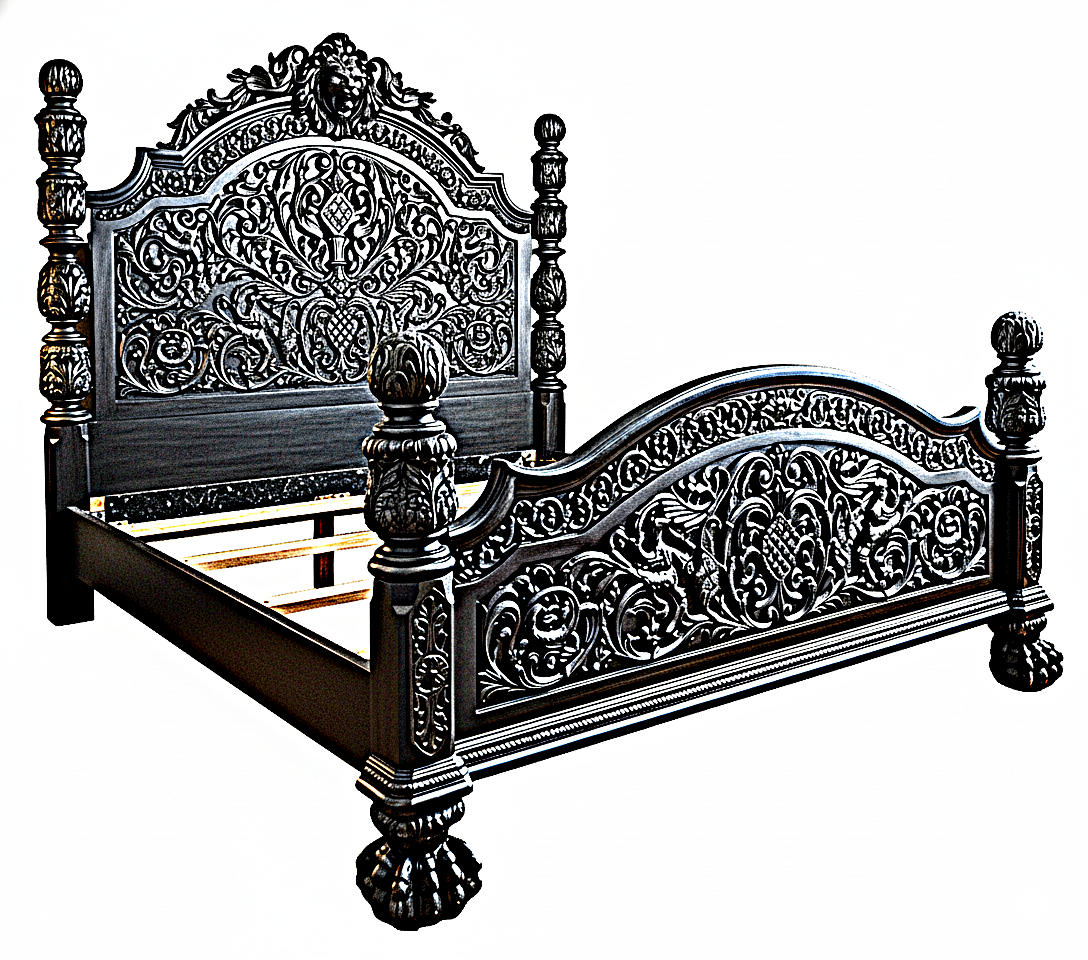 Nawab Solid Wooden Hand carved Mughal Platform Bed
