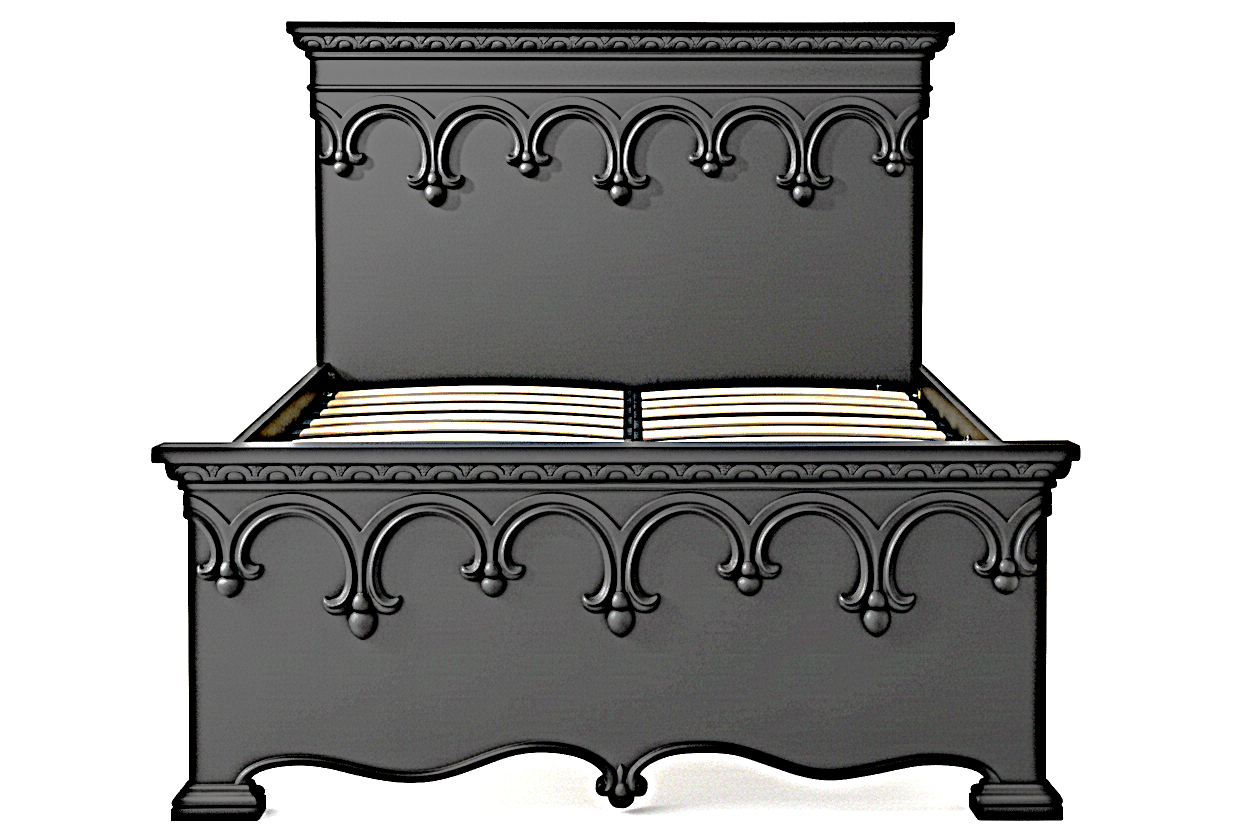 Obsidian Sanctuary Hand-Carved Solid Wooden Platform Bed