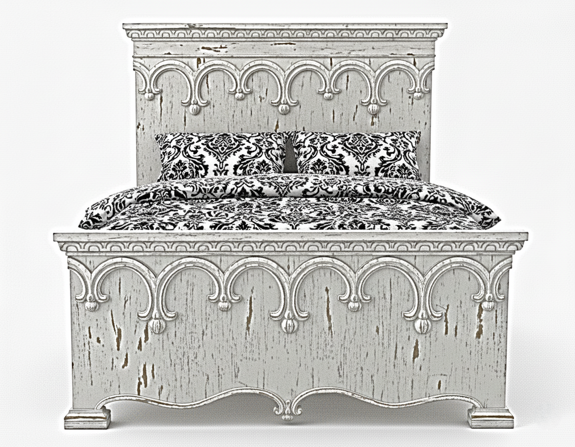 Obsidian Sanctuary Hand-Carved Solid Wooden Platform Bed