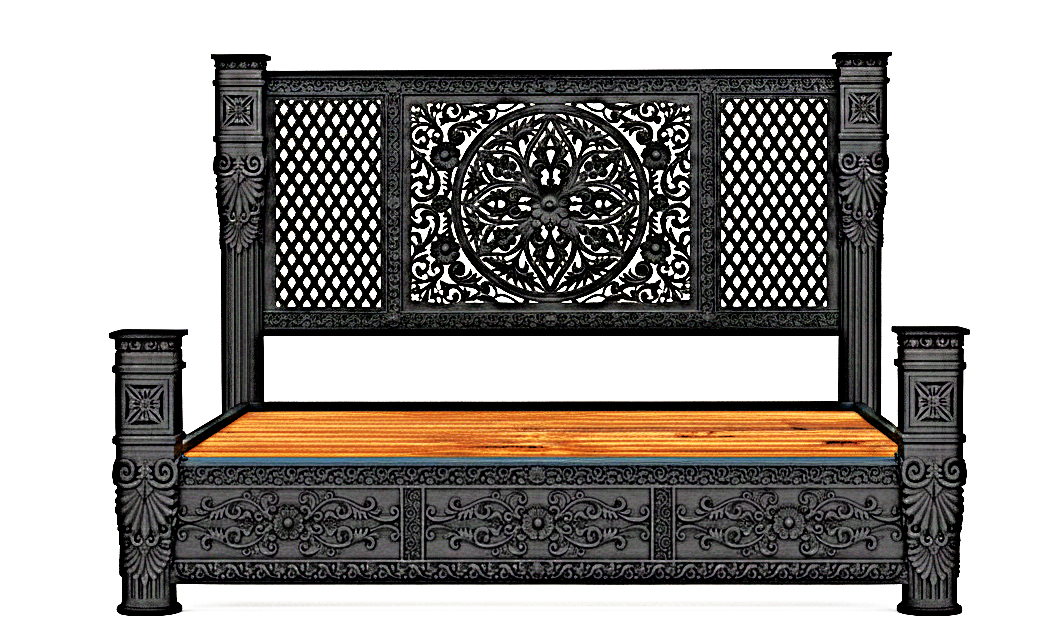Kasbah Hand-Carved Solid Wooden Platform Bed / Bedroom Set