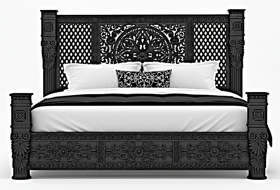 Kasbah Hand-Carved Solid Wooden Platform Bed / Bedroom Set