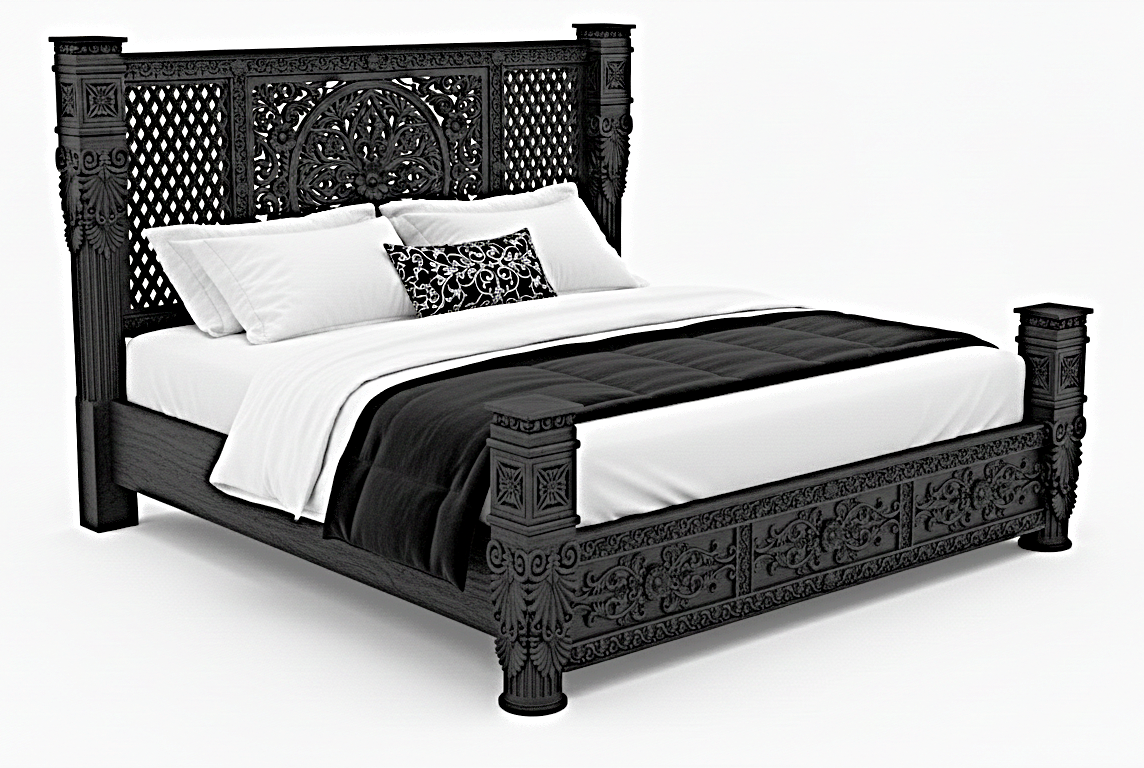 Kasbah Hand-Carved Solid Wooden Platform Bed / Bedroom Set