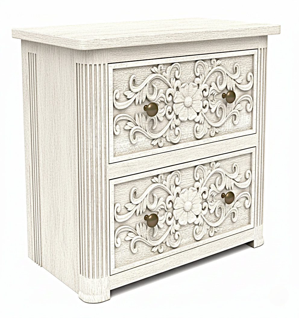 Kasbah Hand-Carved Solid Wooden Nightstand