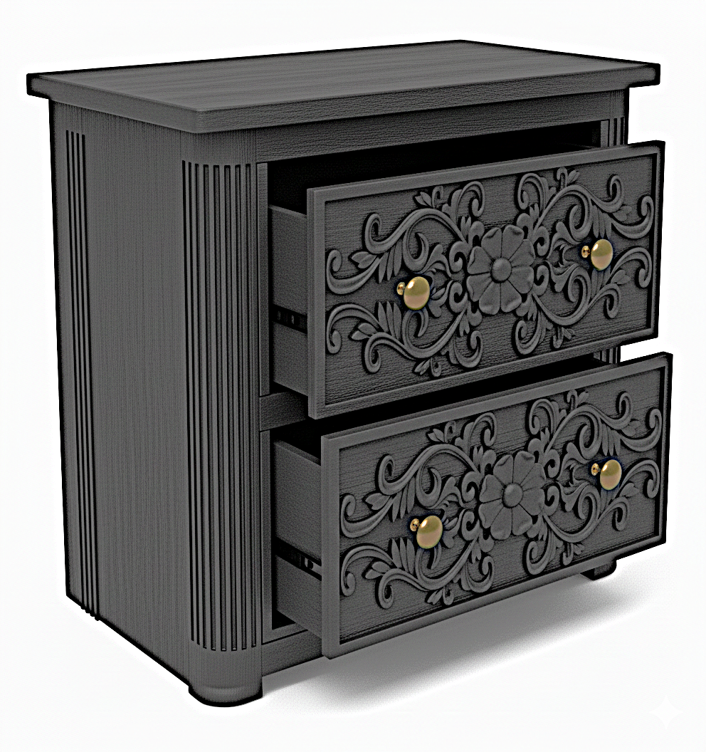 Kasbah Hand-Carved Solid Wooden Nightstand