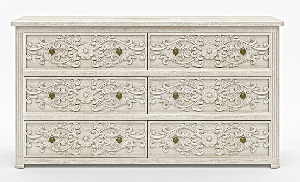 Kasbah Hand-Carved Solid Wooden 6-Drawer Dresser