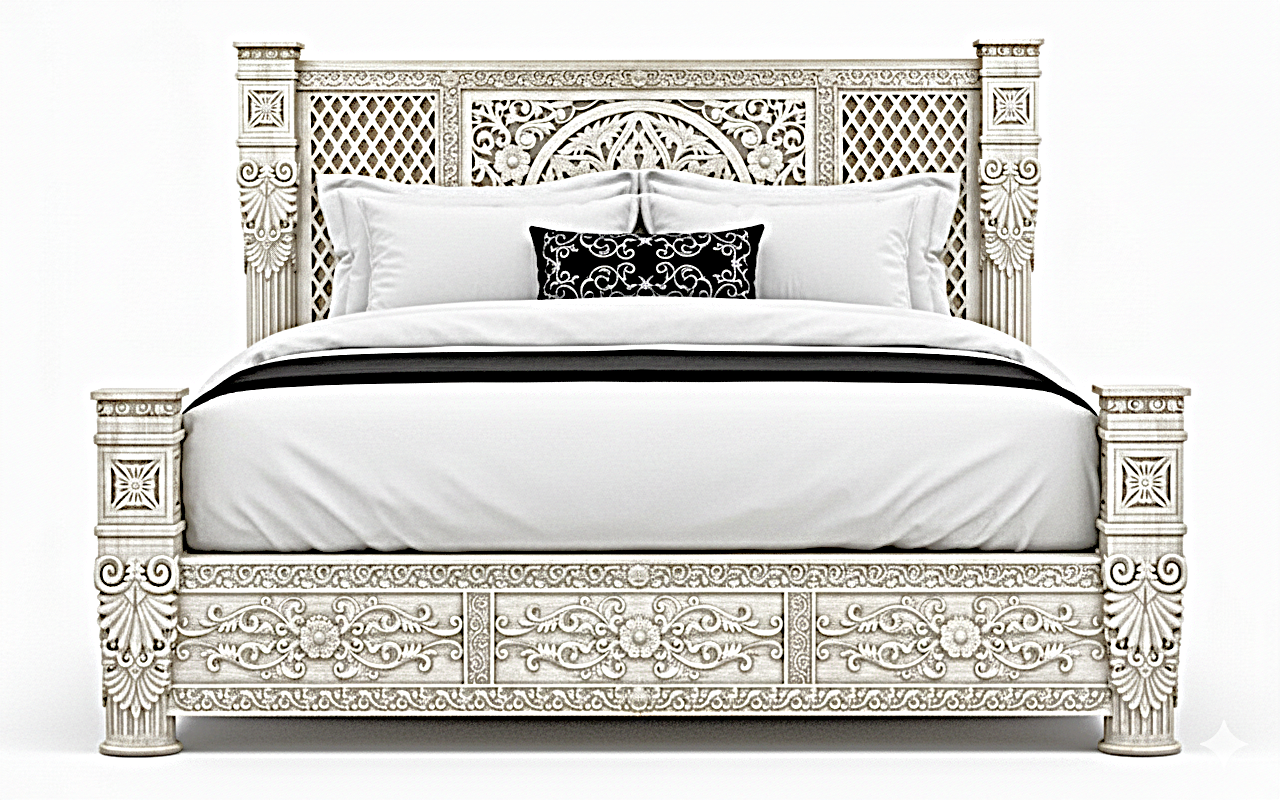 Kasbah Hand-Carved Solid Wooden Platform Bed / Bedroom Set