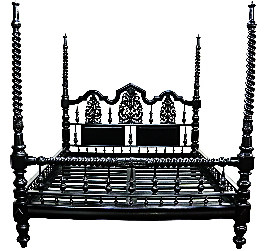 Mace Indian Hand Carved Wooden Colonial Posters Platform Bed