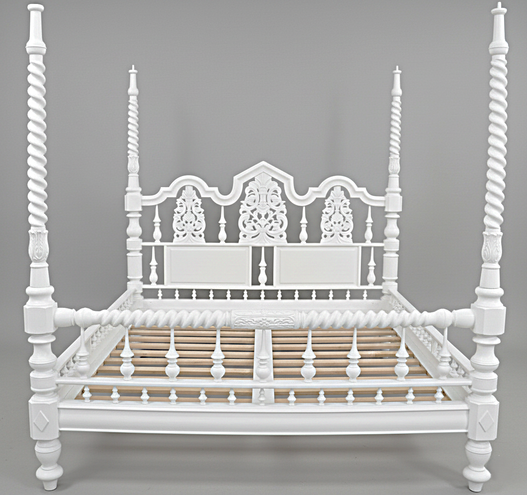 Mace Indian Hand Carved Wooden Colonial Posters Platform Bed