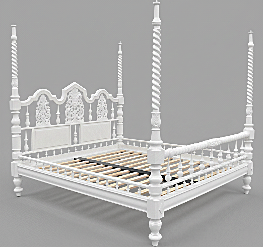 Mace Indian Hand Carved Wooden Colonial Posters Platform Bed