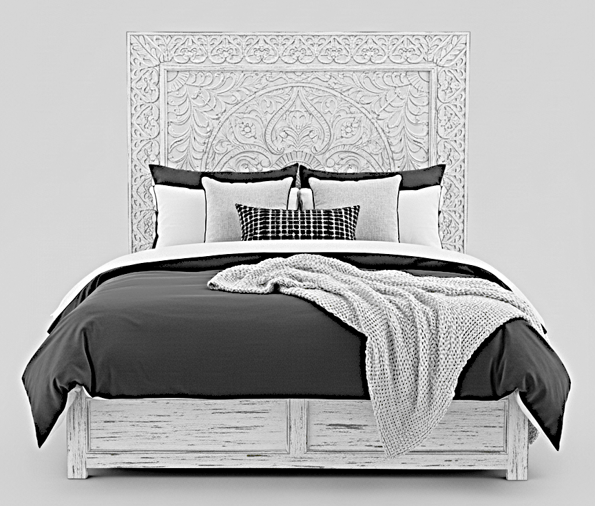 Estructura de cama Jody de madera tallada a mano Dynasty con cajones de almacenamiento