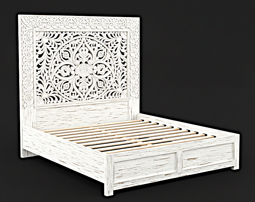 Shah Hand carved Solid Wooden Platform Bedframe / Bedroom Set