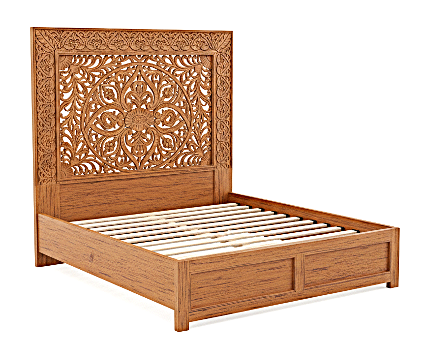 Shah Hand carved Solid Wooden Platform Bedframe / Bedroom Set