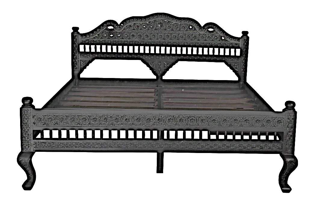Khalifa Hand Carved Indian Solid Wood Platform Bed