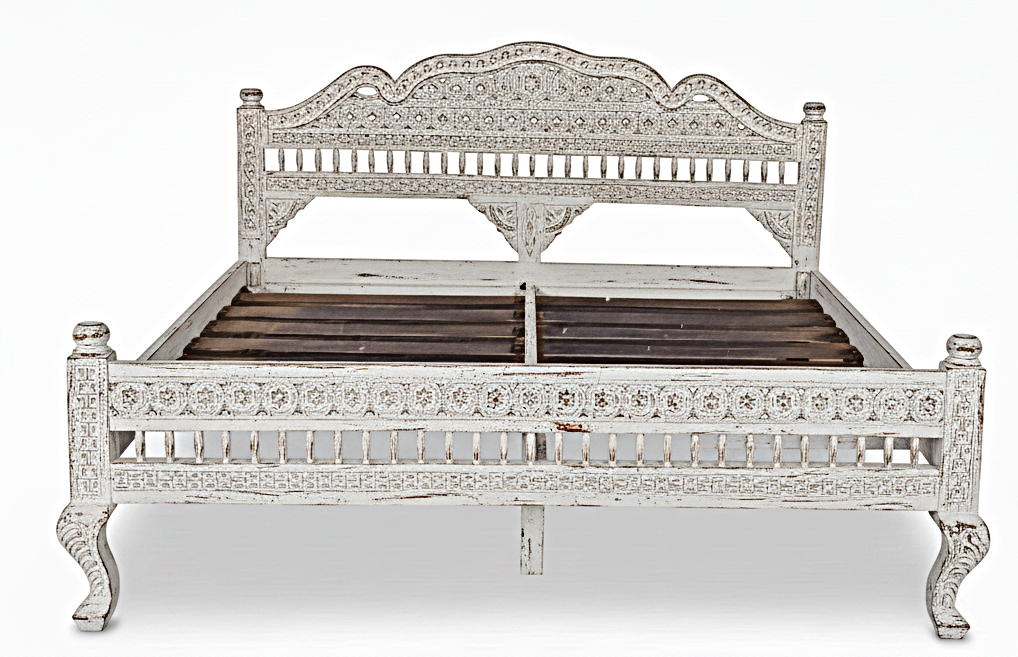 Khalifa Hand Carved Indian Solid Wood Platform Bed