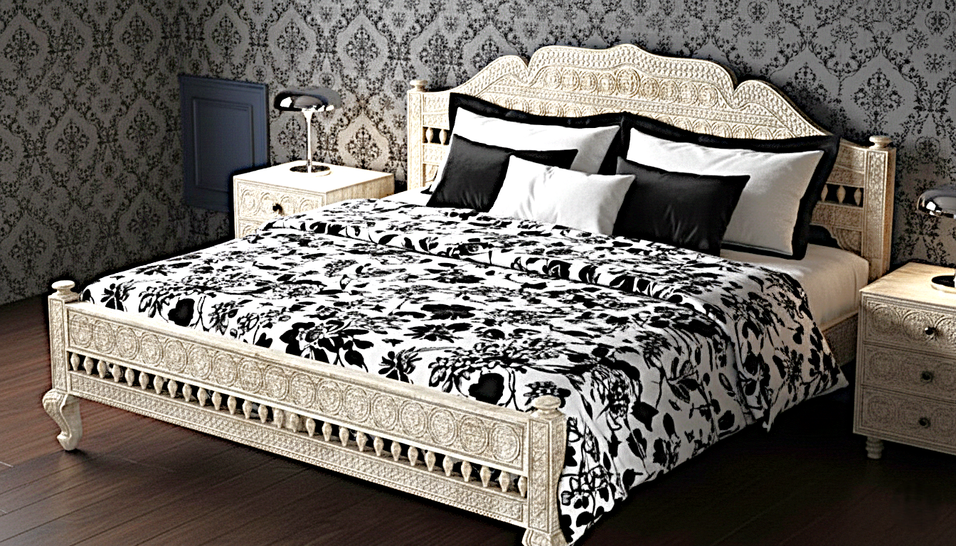 Khalifa Hand Carved Indian Solid Wood Platform Bed