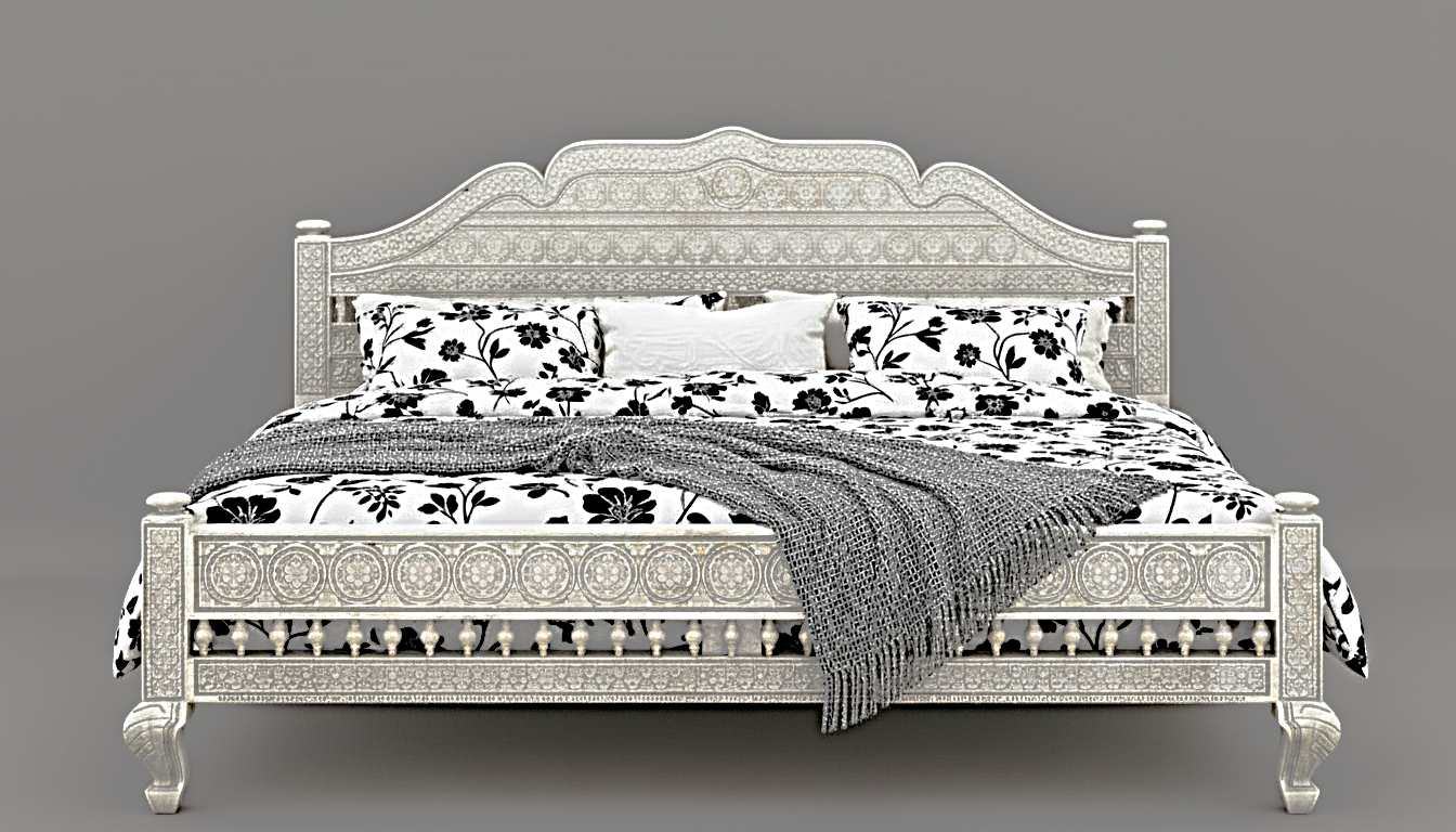 Khalifa Hand Carved Indian Solid Wood Platform Bed