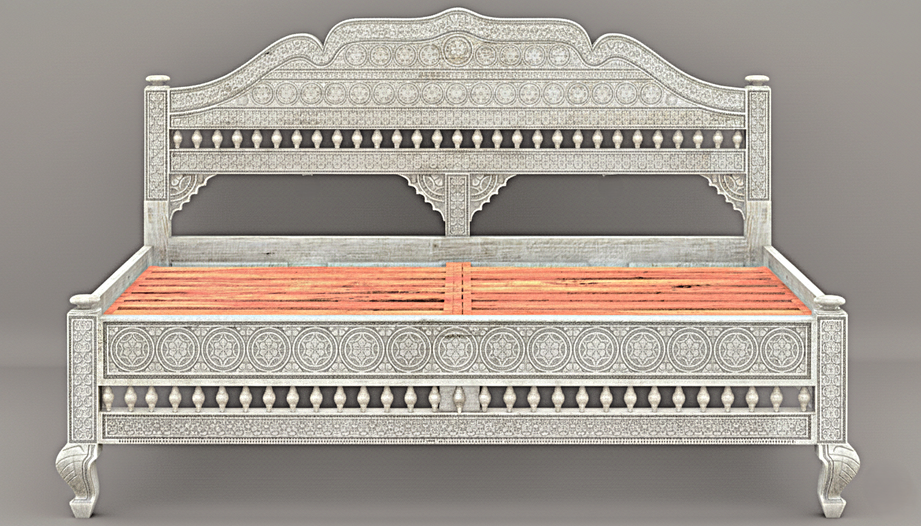 Khalifa Hand Carved Indian Solid Wood Platform Bed