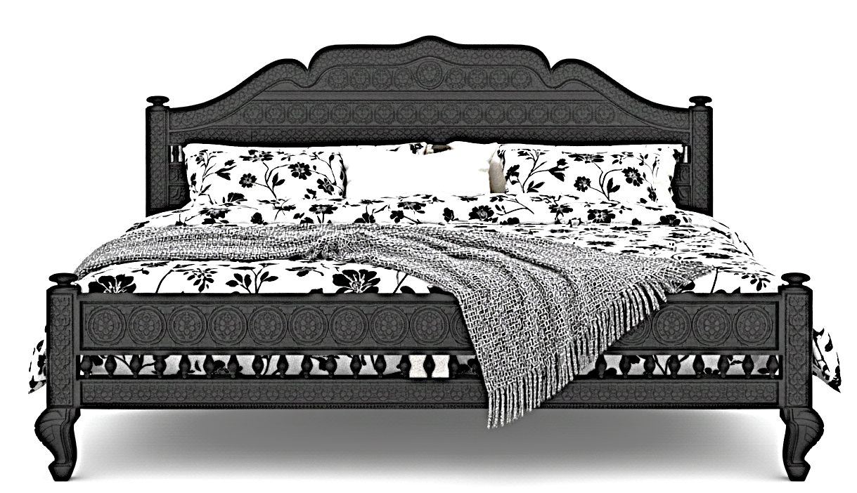 Khalifa Hand Carved Indian Solid Wood Platform Bed