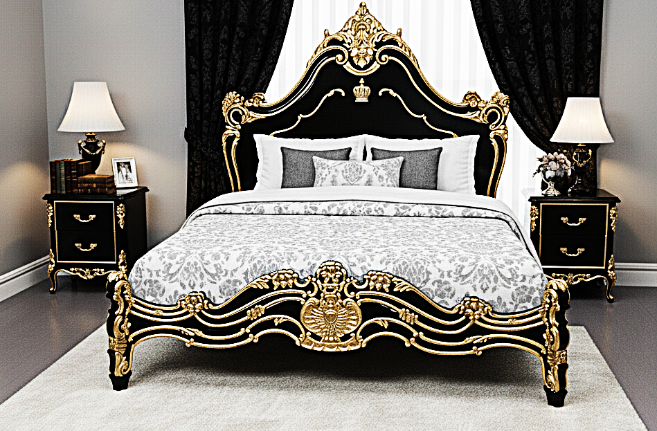 Cama Prince Firenze de madera maciza tallada a mano