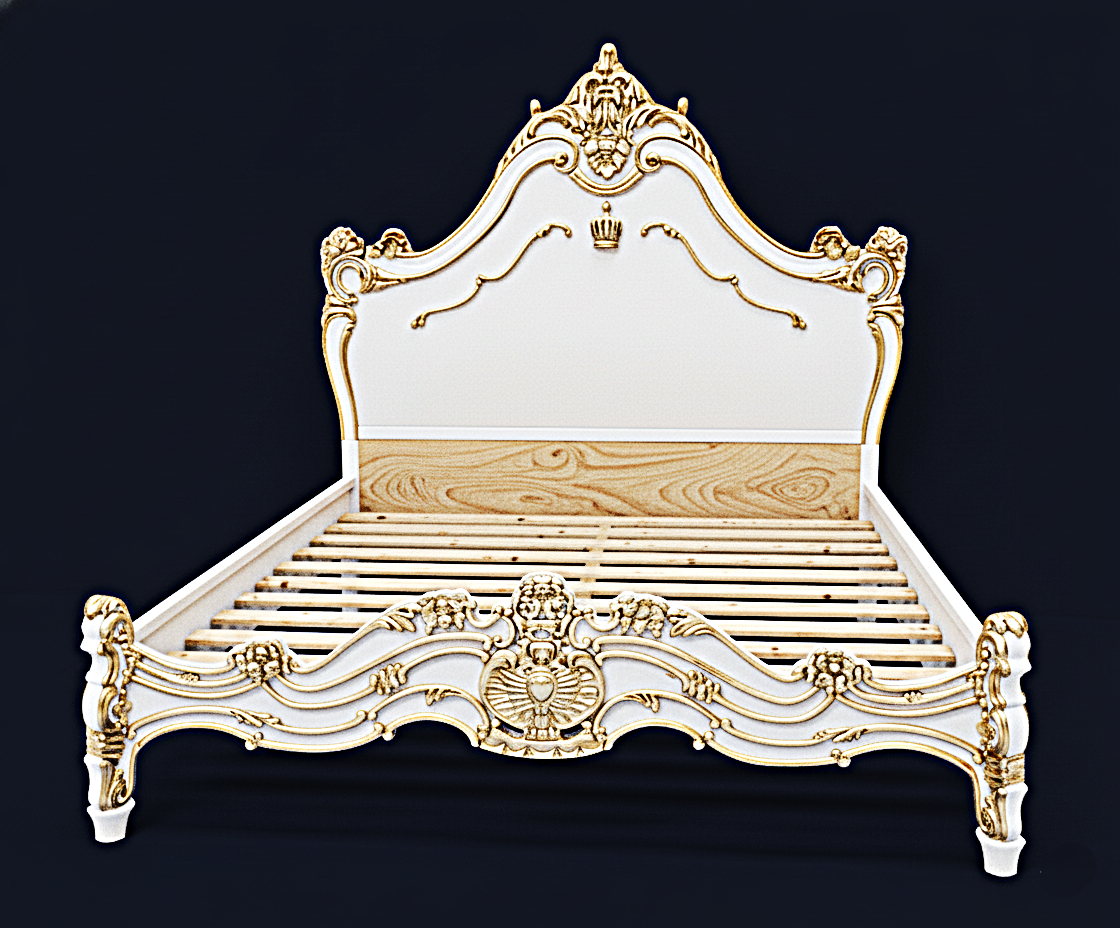 Cama Prince Firenze de madera maciza tallada a mano
