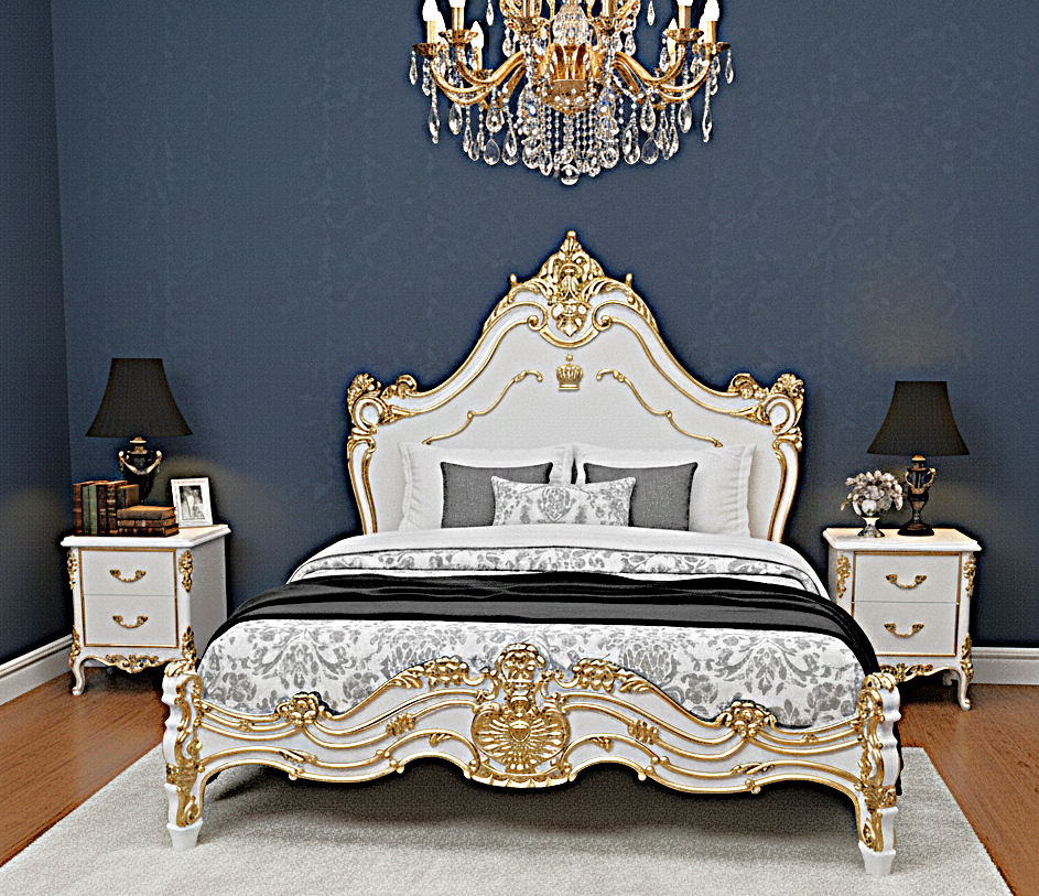 Cama Prince Firenze de madera maciza tallada a mano
