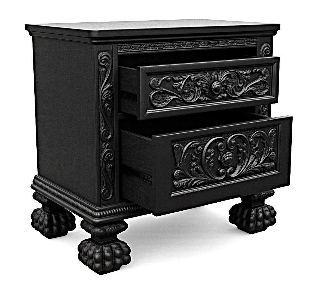 Roar Lion Head Carved Solid Wooden Hand Carved Gothic Platform Bed