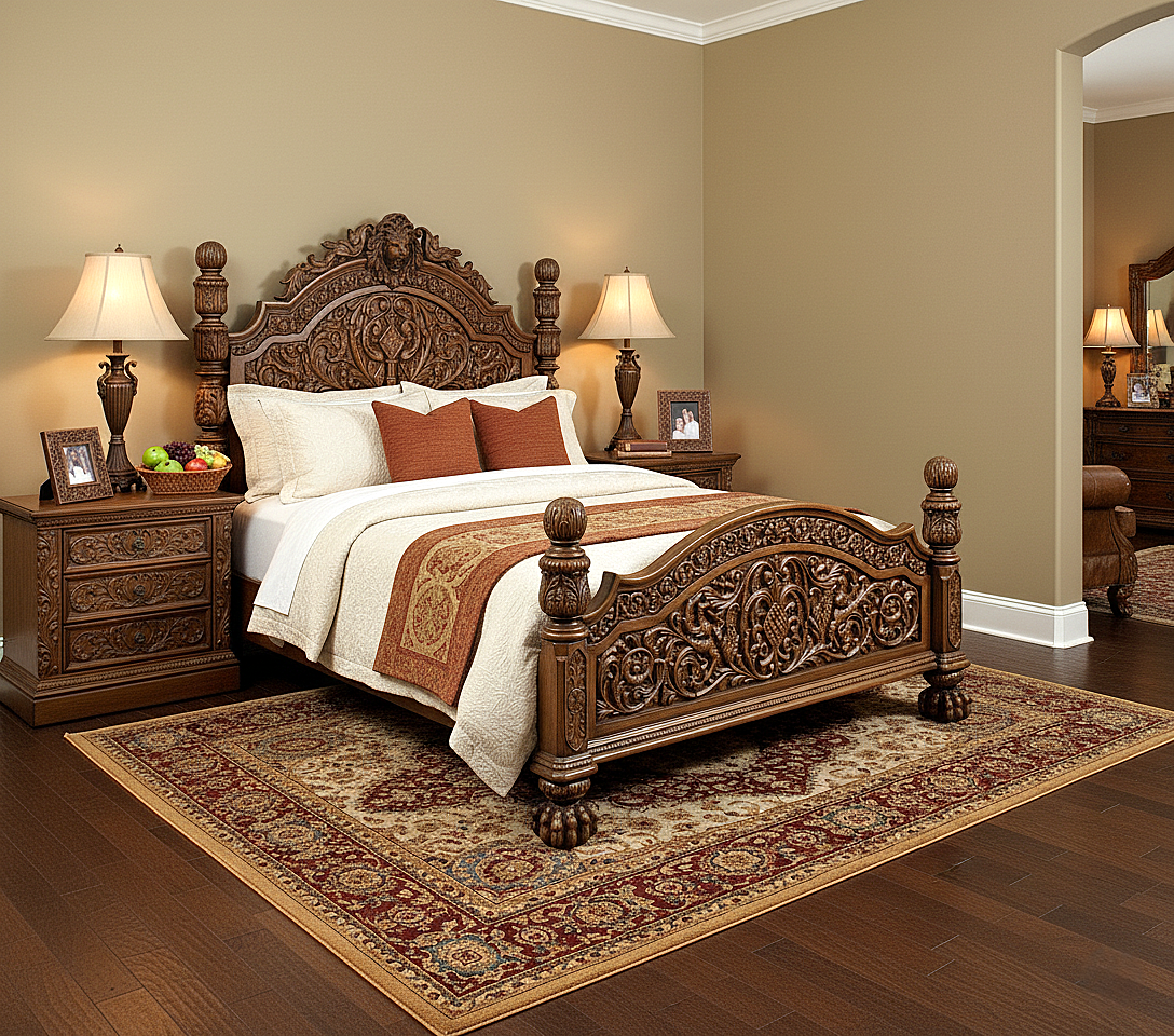 Nawab Solid Wooden Hand carved Mughal Platform Bed